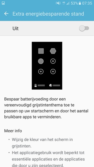 Schakel Extra energiebesparende stand in