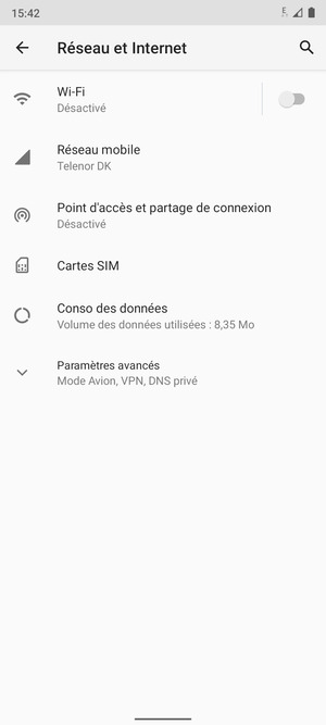 Sélectionnez Point d'accès et partage de connexion