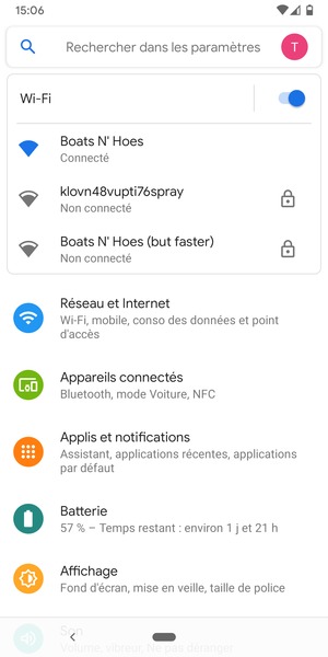 Vous êtes maintenant connecté au réseau Wi-Fi