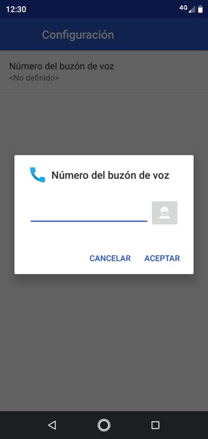 Introduzca el Número del buzón de voz y seleccione ACEPTAR
