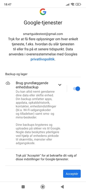 Vælg Acceptér