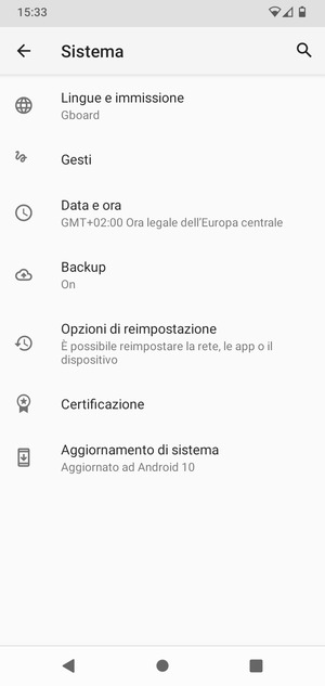 Seleziona Aggiornamento di sistema