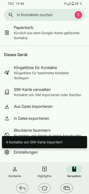 Ihre Kontakte werden in Ihrem Google Konto gespeichert und auf Ihrem Handy gespeichert, wenn Google das nächste Mal synchronisiert wird.