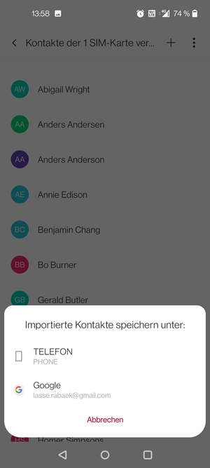 Wählen Sie Ihr Google Konto