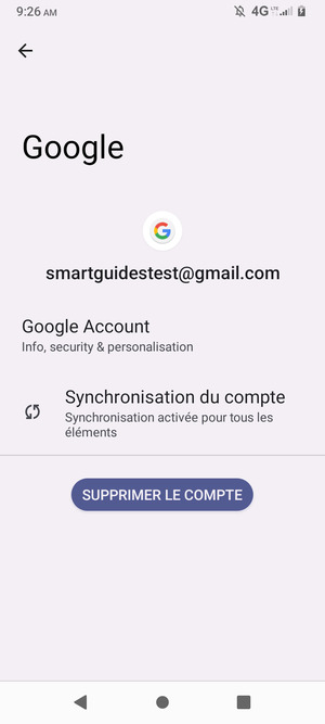 Sélectionnez Synchronisation du compte