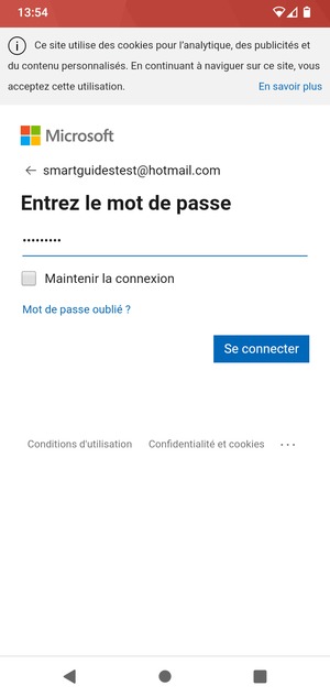 Saisissez votre mot de passe et sélectionnez Se connecter