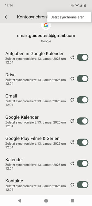Wählen Sie Jetzt synchonisieren