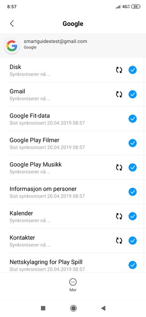 Dine kontakter fra Google vil synkroniseres til smarttelefonen din