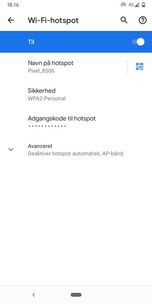 Din telefon er nu sat op til brug som modem