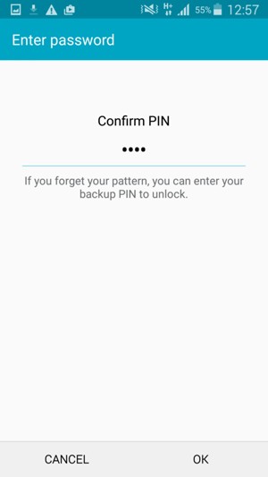 Confirm your backup PIN and select OK