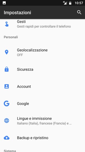 Scorri e seleziona Sicurezza