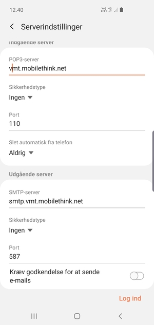 Slå Kræv godkendelse for at sende e-mails fra og vælg Log ind