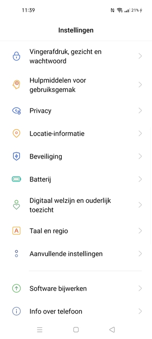 Scroll naar en selecteer Beveiliging