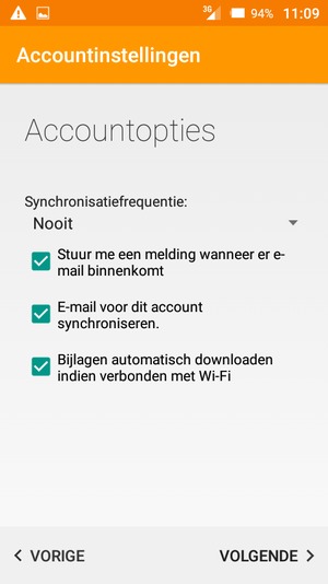 Selecteer VOLGENDE