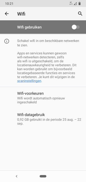Schakel Wifi gebruiken in