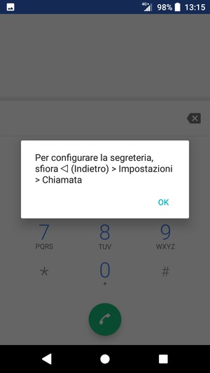 Se la segreteria telefonica non è configurata, seleziona OK