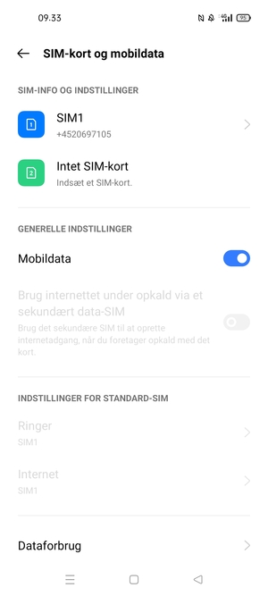 Vælg SIM1 eller SIM2