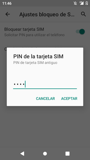 Introduzca su PIN de tarjeta SIM antiguo y seleccione ACEPTAR