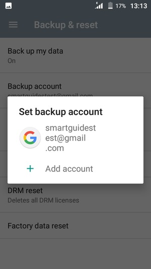 Select your backup account