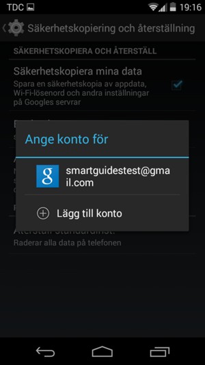 Tryck på ditt säkerhetskopieringskonto