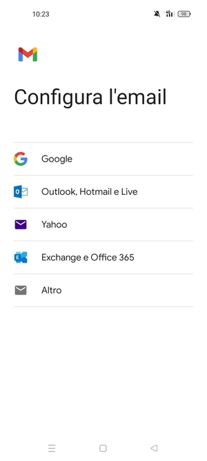 Seleziona Exchange e Office 365