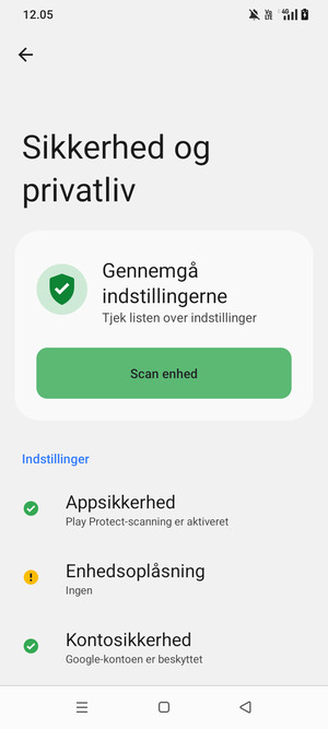 For at aktivere din skærmlås, gå til menuen Sikkerhed og privatliv og vælg Enhedsoplåsning