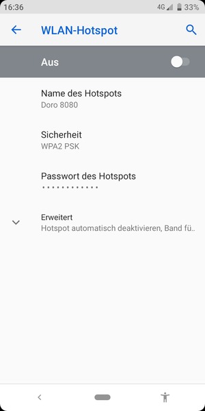 Wählen Sie Passwort des Hotspots