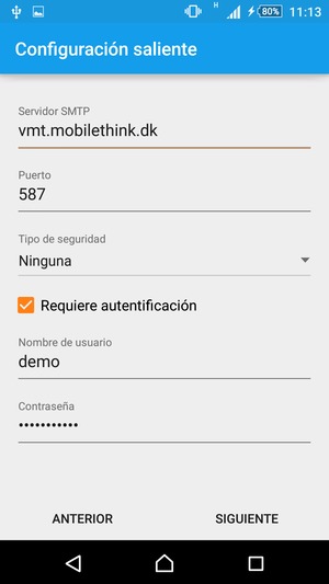 Introduzca la dirección de servidor saliente