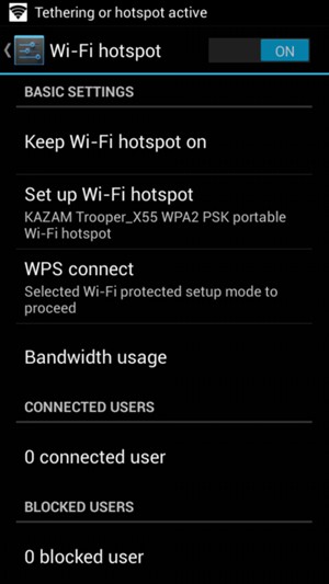 Your phone is now set up for use as a modem