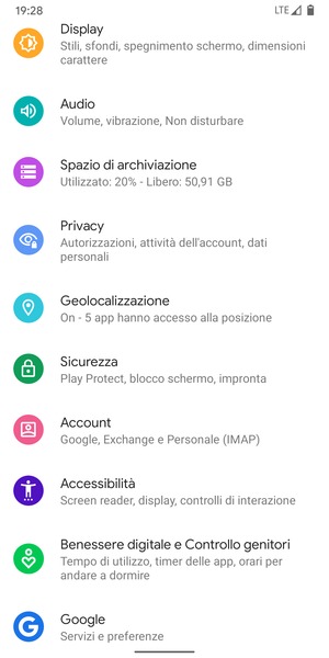 Scorri e seleziona Sicurezza