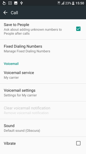 Scroll to and select Voicemail settings