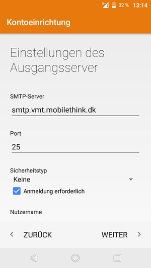 Deaktivieren Sie das Kontrollkästchen Anmeldung erforderlich und wählen Sie WEITER