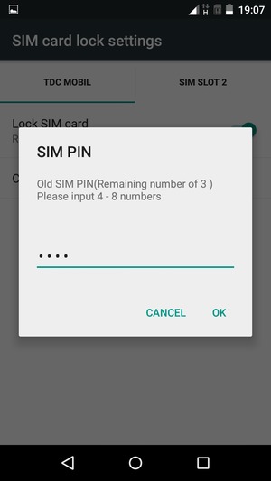 Enter your Old SIM PIN and select OK