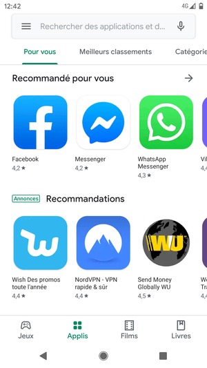 Sélectionnez la barre de Recherche