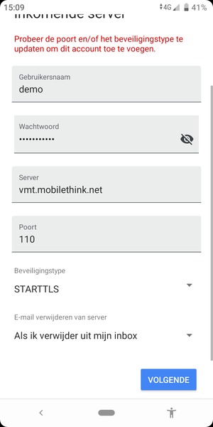Scroll naar en selecteer Beveiligingstype