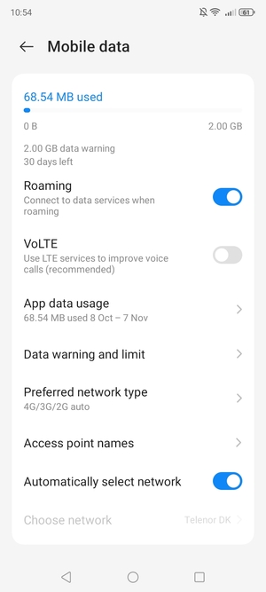 Turn Roaming on or off