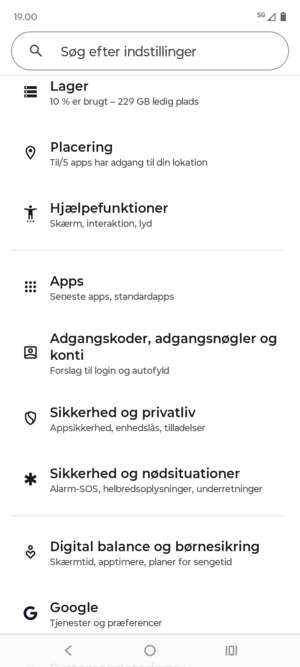 Scroll til og vælg Adgangskoder, adgangsnøgler og konti