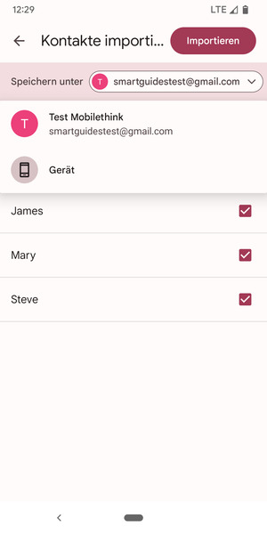 Wählen Sie Ihr Google Konto