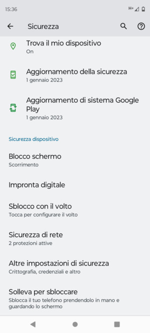 Scorri e seleiona Altre impostazioni di sicurezza