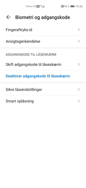 Din telefon er nu sikret med en skærmlås
