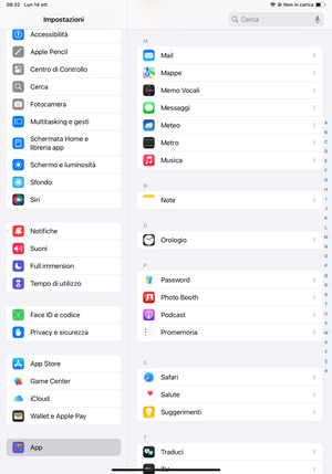 Scorri e seleziona App e poi Mail