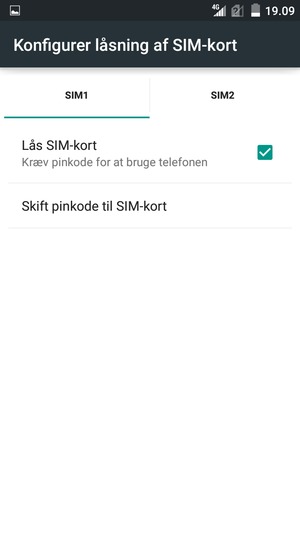 Vælg sim-kortet og vælg Skift PIN-kode til SIM-kort