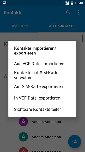 Wählen Sie Kontakte auf SIM-Karte verwalten
