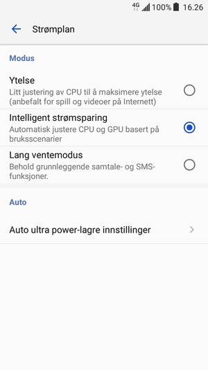 Slå på Intelligent strømsparing