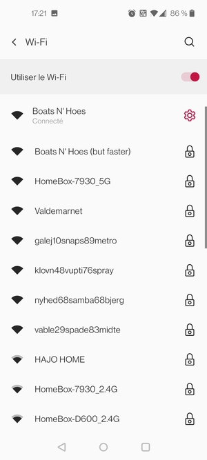 Vous êtes maintenant connecté au réseau Wi-Fi