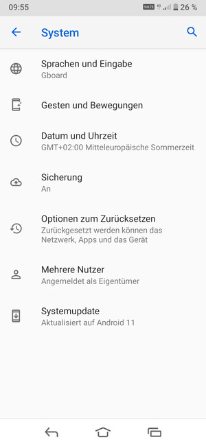 Wählen Sie Systemupdate
