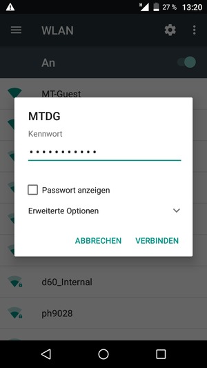 Geben Sie das WLAN-Passwort ein und wählen Sie VERBINDEN