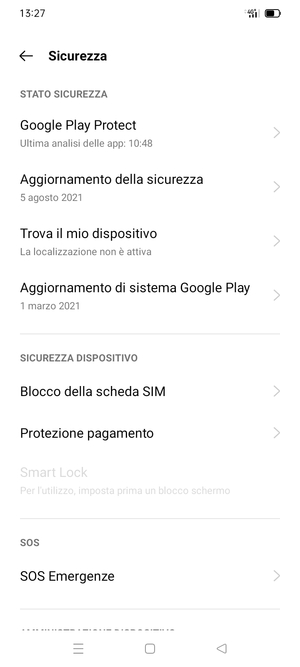 Scorri e seleziona Blocco della scheda SIM