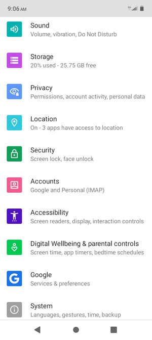 Scroll to and select Security