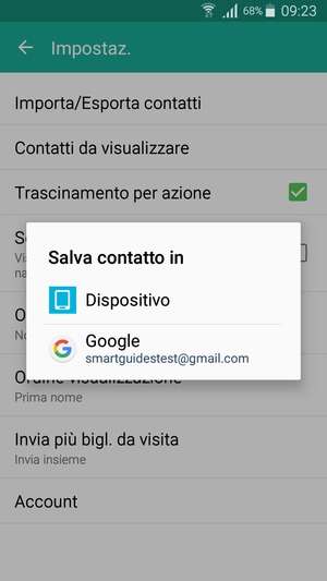 Seleziona il tuo account Google